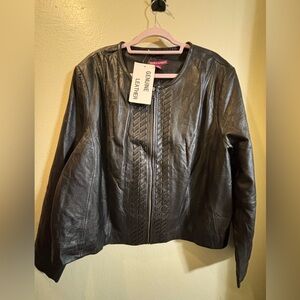 NWT Jessica London Plus Size Black Leather Jacket